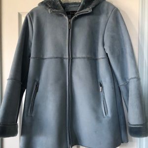 Warm winter pale blue Sherpa coat